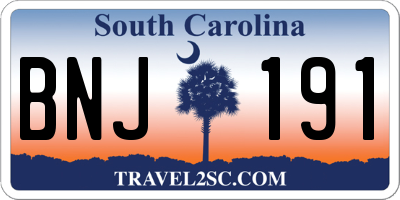 SC license plate BNJ191