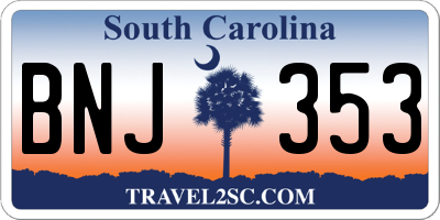 SC license plate BNJ353