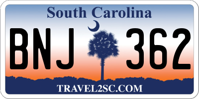 SC license plate BNJ362