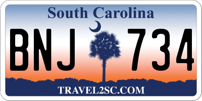 SC license plate BNJ734