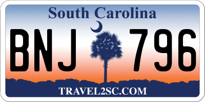 SC license plate BNJ796