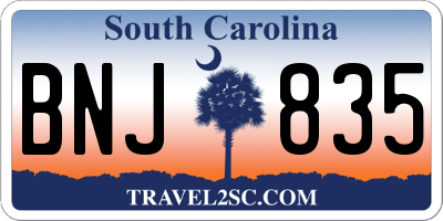 SC license plate BNJ835