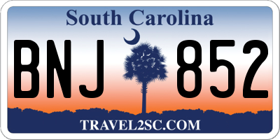 SC license plate BNJ852