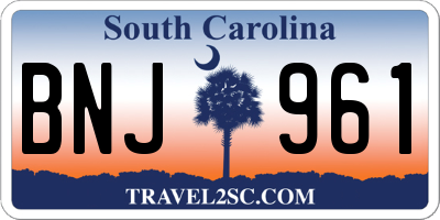 SC license plate BNJ961