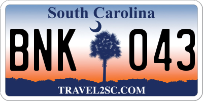 SC license plate BNK043