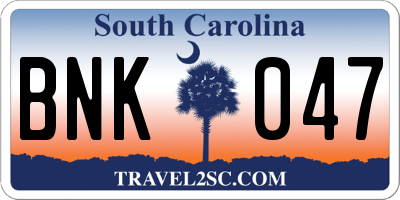 SC license plate BNK047