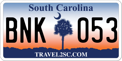 SC license plate BNK053
