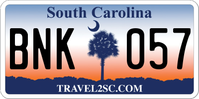 SC license plate BNK057