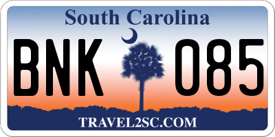 SC license plate BNK085