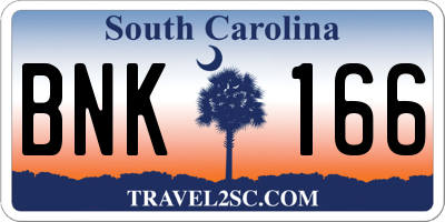 SC license plate BNK166