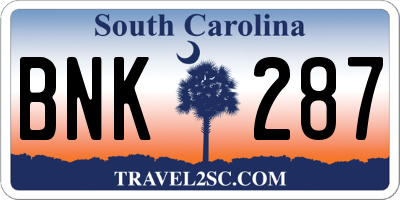SC license plate BNK287