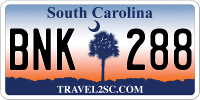 SC license plate BNK288