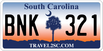 SC license plate BNK321