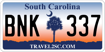 SC license plate BNK337