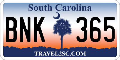SC license plate BNK365