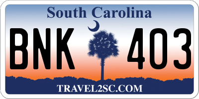 SC license plate BNK403