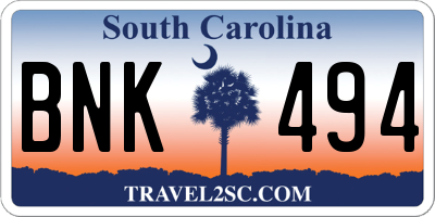 SC license plate BNK494