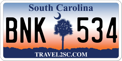 SC license plate BNK534