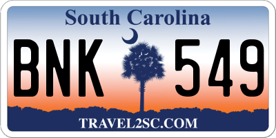 SC license plate BNK549