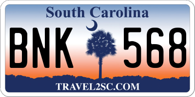 SC license plate BNK568