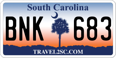 SC license plate BNK683