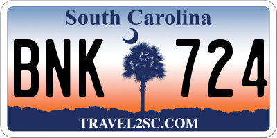 SC license plate BNK724