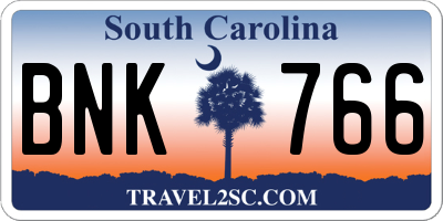 SC license plate BNK766