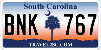 SC license plate BNK767