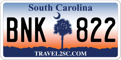SC license plate BNK822