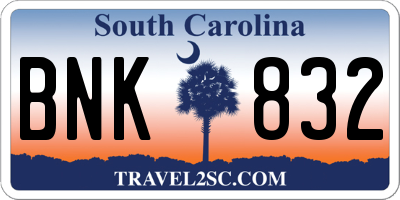 SC license plate BNK832