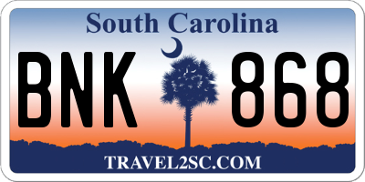 SC license plate BNK868