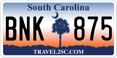 SC license plate BNK875