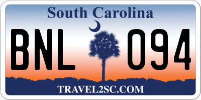 SC license plate BNL094
