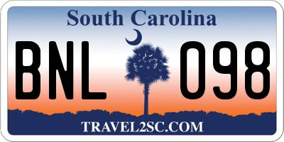 SC license plate BNL098