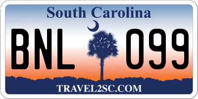 SC license plate BNL099