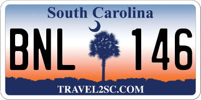 SC license plate BNL146