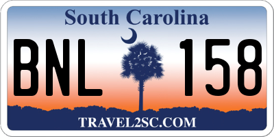 SC license plate BNL158