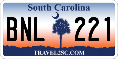 SC license plate BNL221