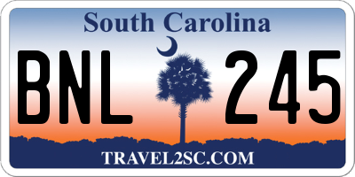 SC license plate BNL245