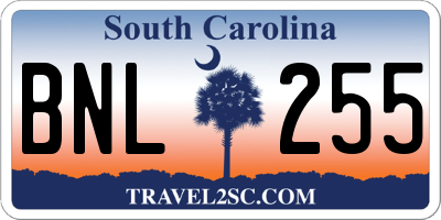 SC license plate BNL255