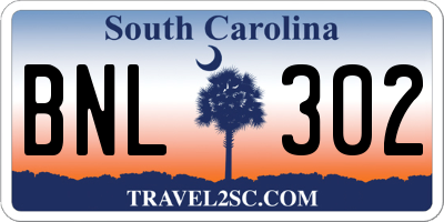 SC license plate BNL302