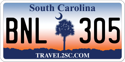 SC license plate BNL305
