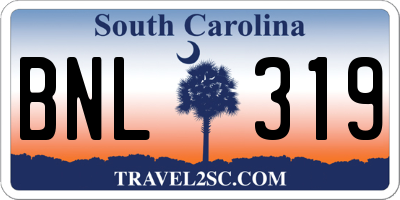 SC license plate BNL319