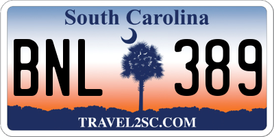 SC license plate BNL389