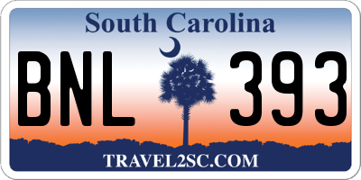 SC license plate BNL393