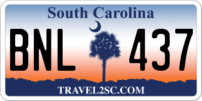 SC license plate BNL437