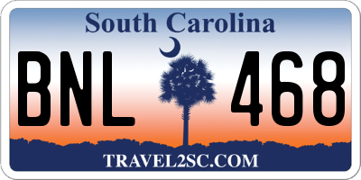 SC license plate BNL468