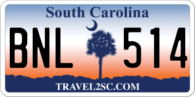 SC license plate BNL514