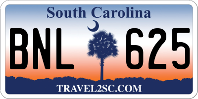 SC license plate BNL625