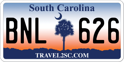 SC license plate BNL626